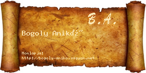 Bogoly Anikó névjegykártya