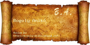 Bogoly Anikó névjegykártya